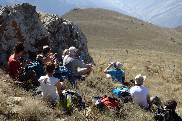 Group in mountainside, Armenia expedition with Secret Compass, joined by Tom Allen of the Transcaucasian trail6