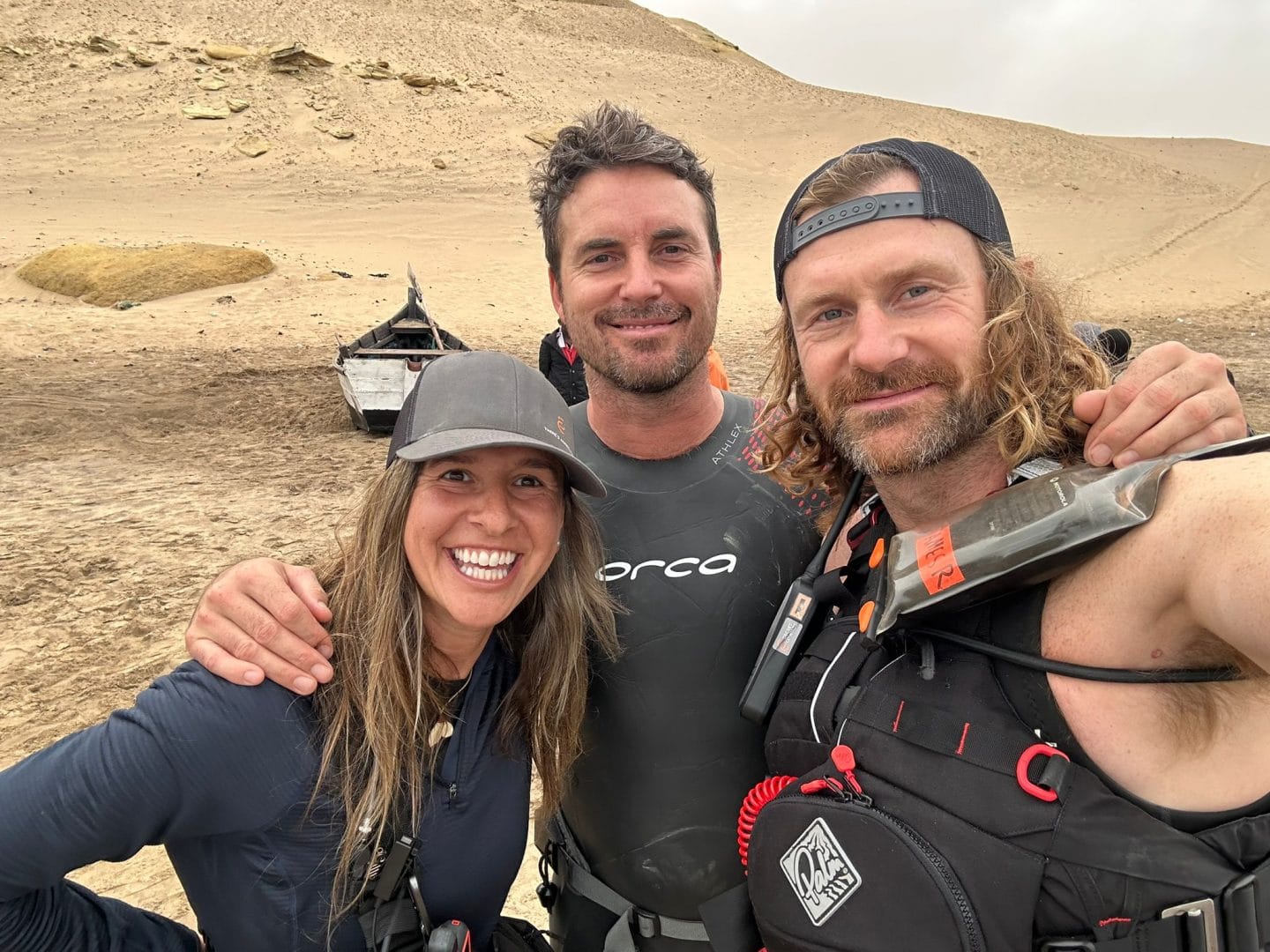 Medics beside a wrecked local boat during the Grand Tour opening sequence in Angola